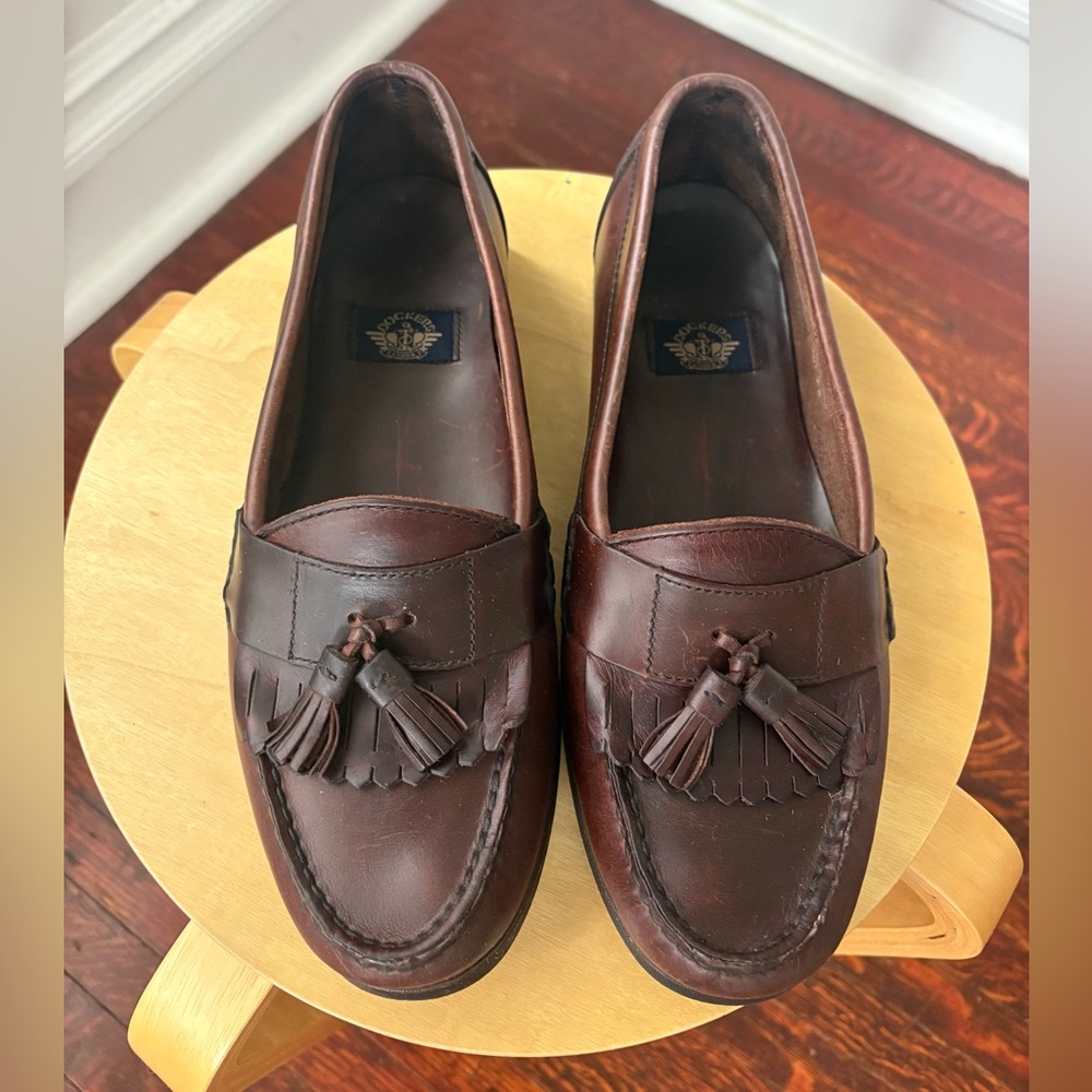 Men's Docker's Kiltie Tassel Loafer Leather Shoes Size 10 1/2M Dark Brown